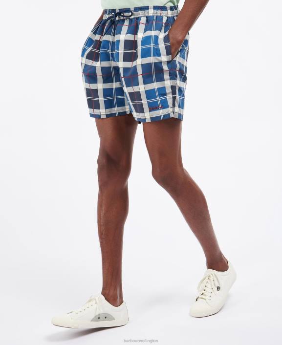 Men Summer Navy Tartan Barbour Tartan Swim Shorts 40VB1175