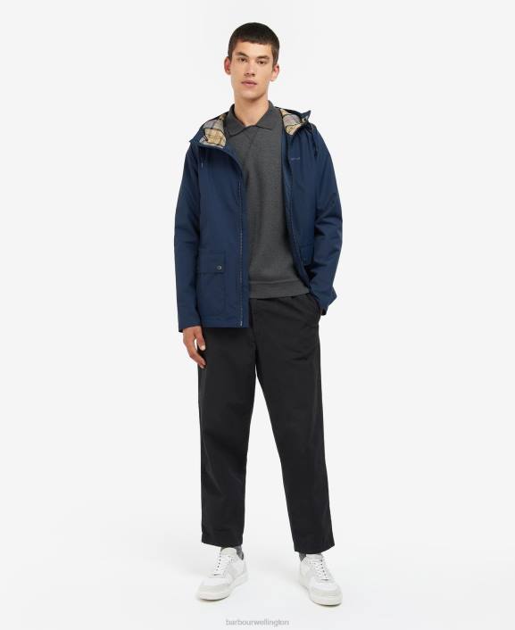 Men Navy/Dress Barbour Hooded Dormus Waterproof Jacket 40VB188