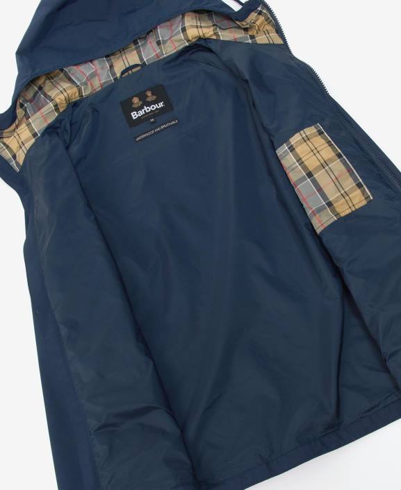 Men Navy/Dress Barbour Hooded Dormus Waterproof Jacket 40VB188