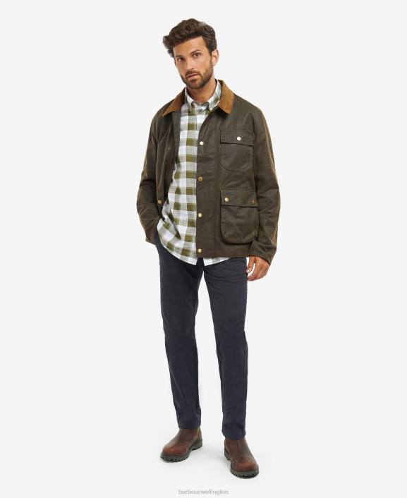 Men Navy/River Birch Tartan Barbour Meldon Waxed Jacket 40VB66