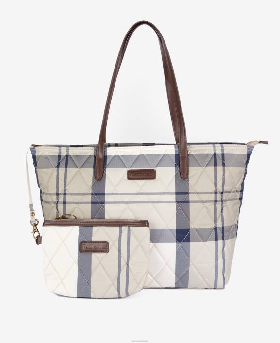 Women Classic Tartan Barbour Wetherham Quilted Tote Bag 40VB2389