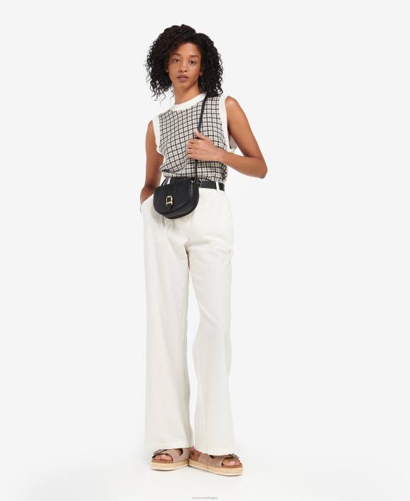 Women Dark Brown Barbour Laire Leather Saddle Bag 40VB2403