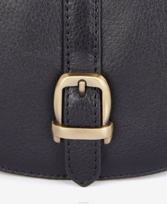Women Dark Brown Barbour Laire Leather Saddle Bag 40VB2403