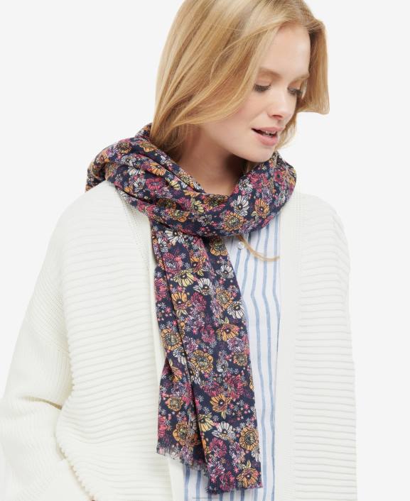 Women Classic Multi Barbour Retro Floral Print Scarf 40VB2448