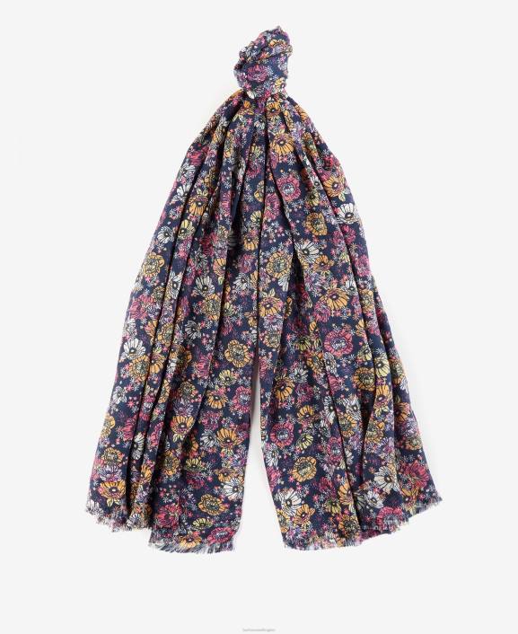 Women Classic Multi Barbour Retro Floral Print Scarf 40VB2448