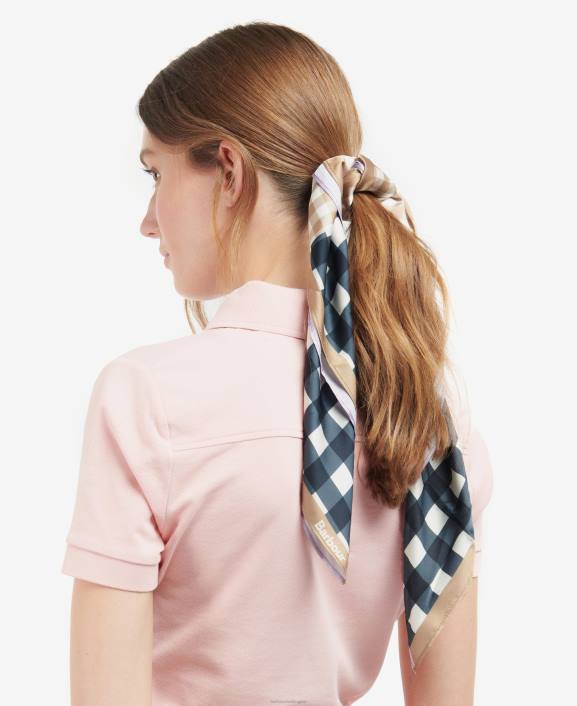 Women Navy/Iris Barbour Darla Gingham Square Scarf 40VB2454