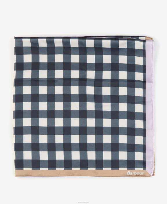 Women Navy/Iris Barbour Darla Gingham Square Scarf 40VB2454