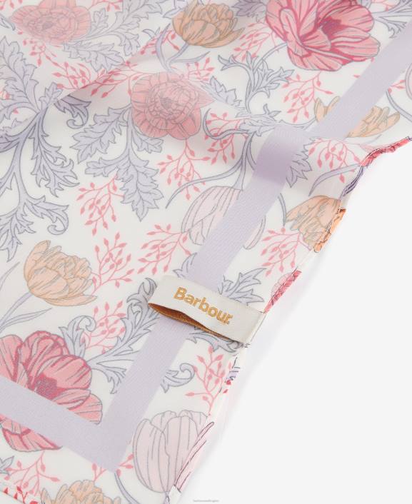 Women White/Lavender Barbour Floral-Print Square Scarf 40VB2453