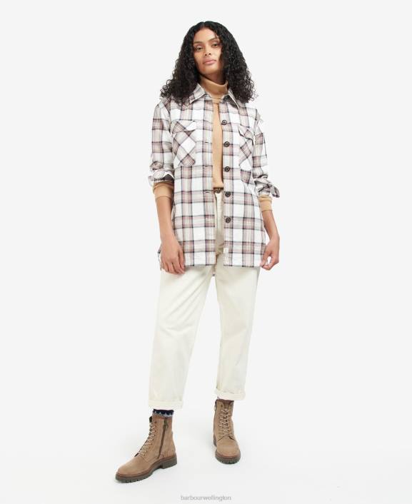 Women Cloud/Navy Barbour Coraline Overshirt 40VB1601