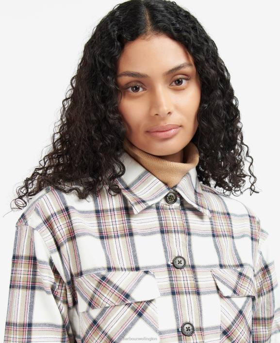 Women Cloud/Navy Barbour Coraline Overshirt 40VB1601