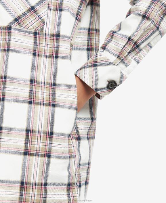 Women Cloud/Navy Barbour Coraline Overshirt 40VB1601