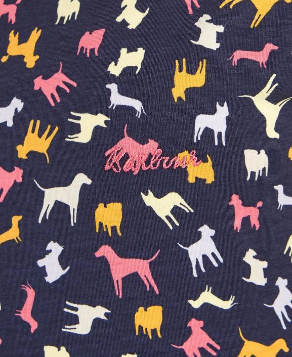 Women Navy Story Print Barbour Harewood Print Dress 40VB1897