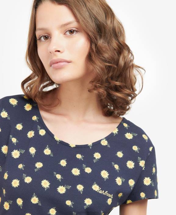 Women Navy Story Print Barbour Harewood Print Dress 40VB1905