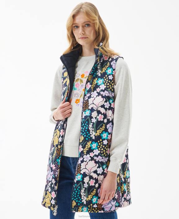Women Olivine/BoTanical Wonder Print Barbour Acanthus Reversible Gilet 40VB1545