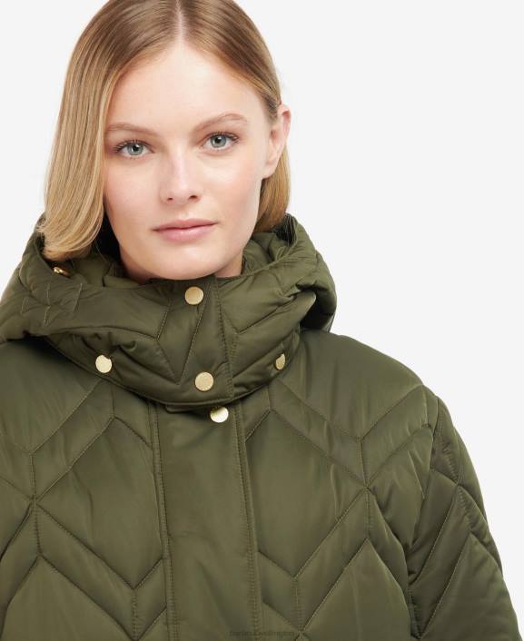 Women Black/Ancient Fern Tartan Barbour Cassius Quilted Jacket 40VB1442