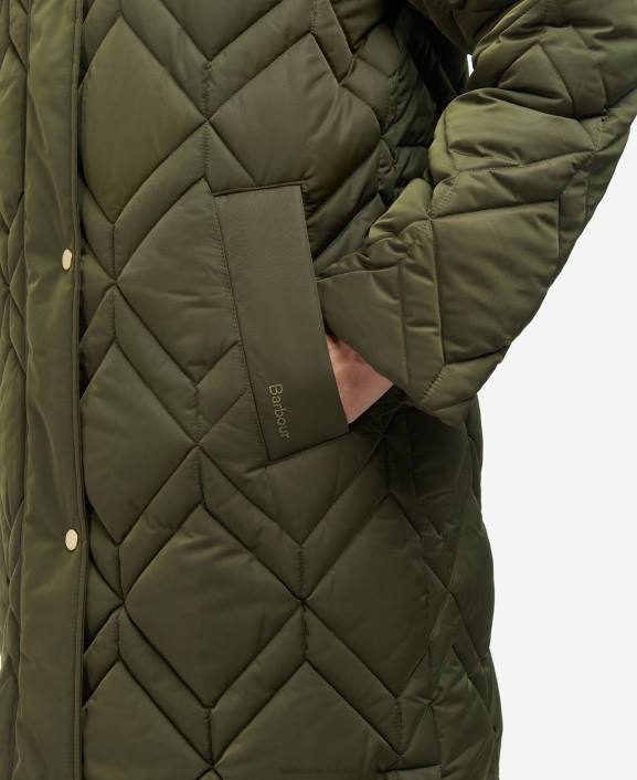 Women Black/Ancient Fern Tartan Barbour Cassius Quilted Jacket 40VB1442