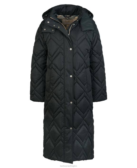 Women Black/Ancient Fern Tartan Barbour Cassius Quilted Jacket 40VB1519