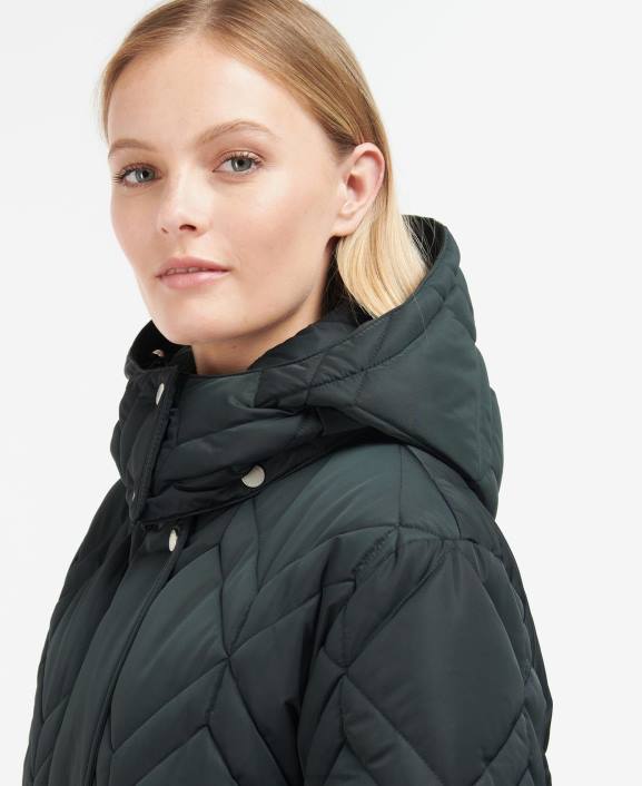 Women Black/Ancient Fern Tartan Barbour Cassius Quilted Jacket 40VB1519