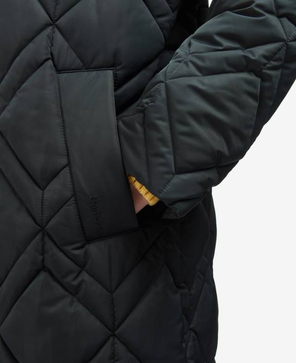 Women Black/Ancient Fern Tartan Barbour Cassius Quilted Jacket 40VB1519