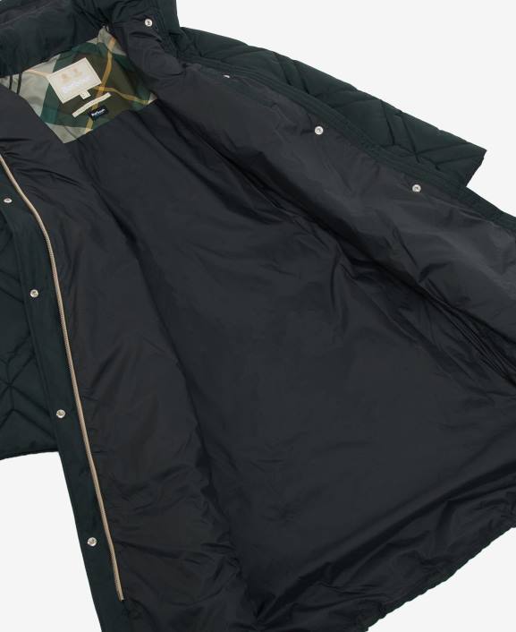 Women Black/Ancient Fern Tartan Barbour Cassius Quilted Jacket 40VB1519