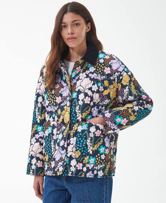 Women BoTanical Wonder Print/Dark Navy Barbour Printed Delphinium Quilted Jacket 40VB1438