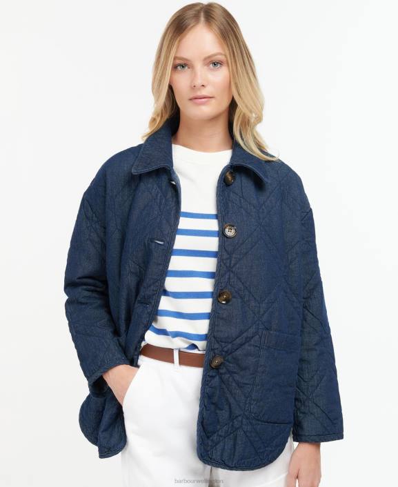 Women Dark Wash/Dress Indigo Barbour Denim Barrhead Quilted Shacket 40VB1422