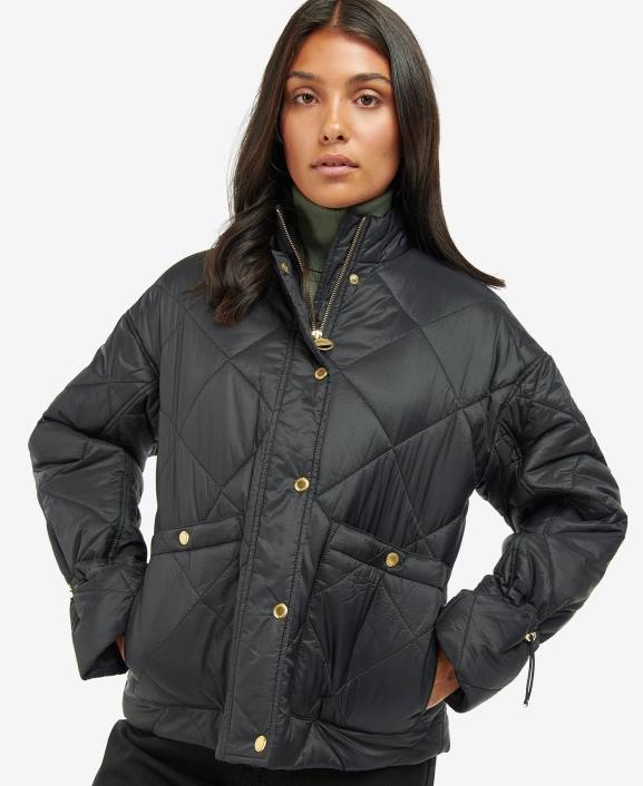 Women Midnight Green/Midnight Green Check Barbour Falkenberg Quilted Jacket 40VB1452