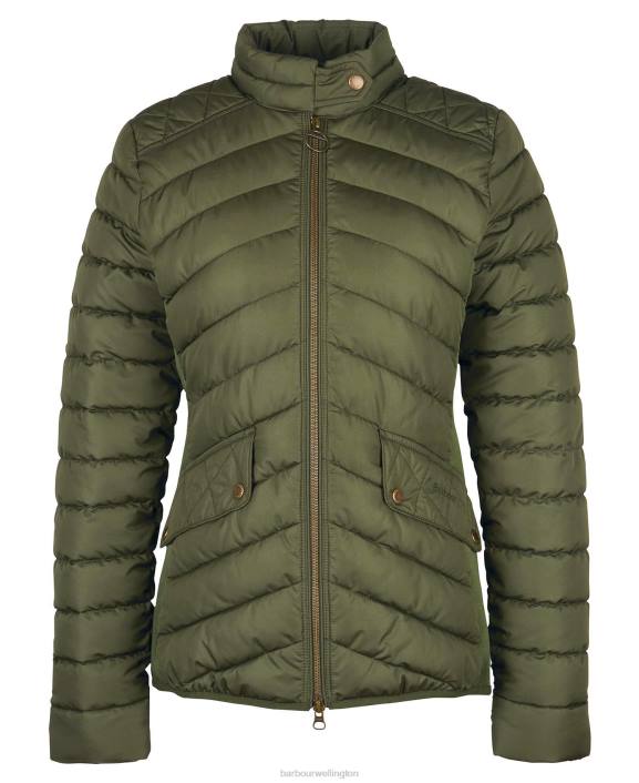 Women Olive/Olive Marl Barbour Stretch Cavalry Quilted Jacket 40VB1411
