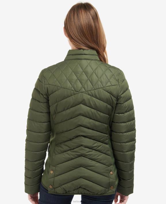 Women Olive/Olive Marl Barbour Stretch Cavalry Quilted Jacket 40VB1411