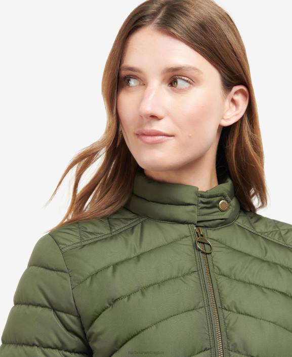 Women Olive/Olive Marl Barbour Stretch Cavalry Quilted Jacket 40VB1411