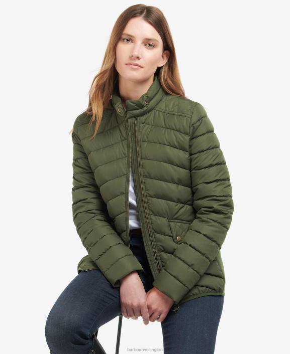 Women Olive/Olive Marl Barbour Stretch Cavalry Quilted Jacket 40VB1411