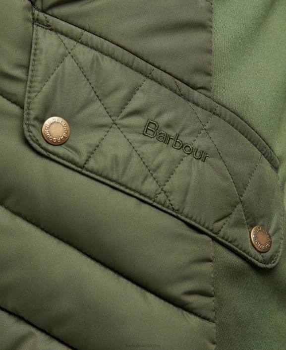Women Olive/Olive Marl Barbour Stretch Cavalry Quilted Jacket 40VB1411
