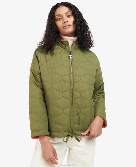 Women Olive Tree/Pink Punch Barbour Reversible Apia Quilted Jacket 40VB1474