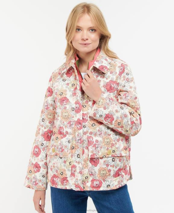 Women Retro Floral Yarrow/Olive Tree Barbour Printed Leilani Quilted Jacket 40VB1479