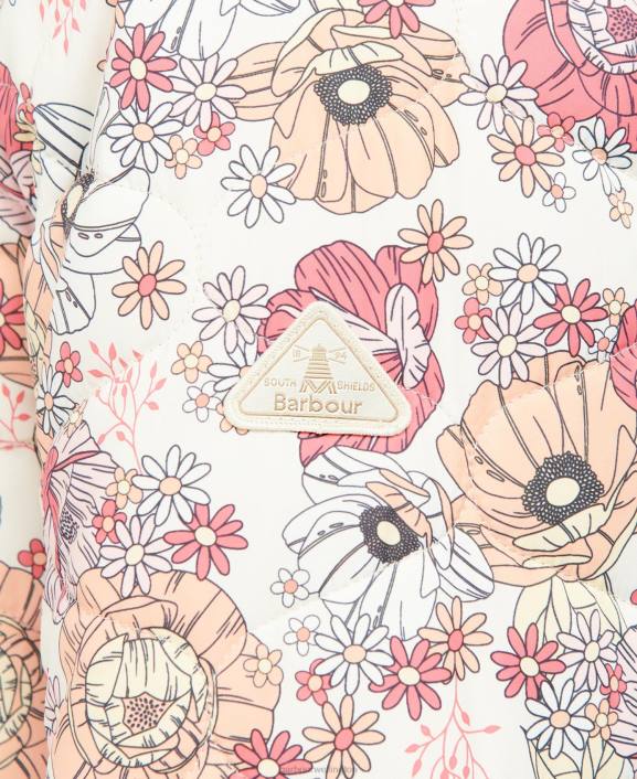 Women Retro Floral Yarrow/Olive Tree Barbour Printed Leilani Quilted Jacket 40VB1479