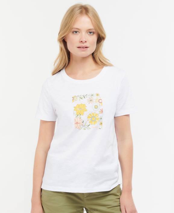Women Buttermilk Barbour Coraline T-Shirt 40VB1679