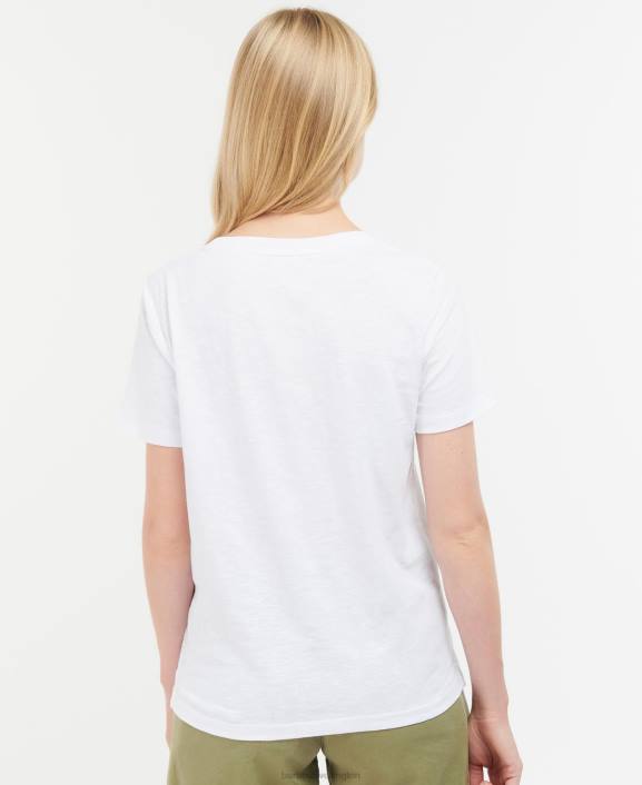 Women Buttermilk Barbour Coraline T-Shirt 40VB1679