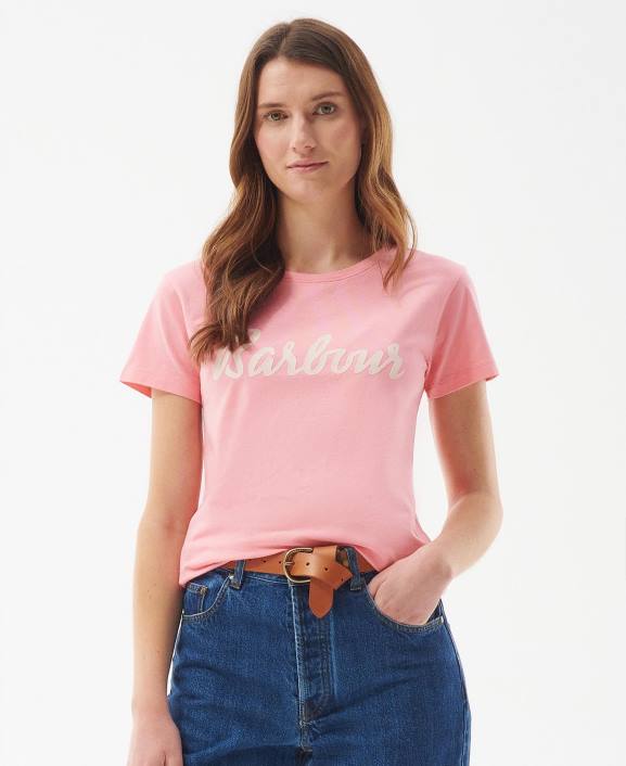 Women Hibiscus Barbour Otterburn T-Shirt 40VB1659