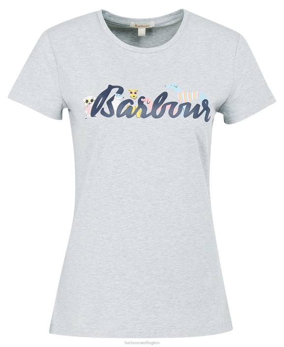 Women Light Grey Marl Barbour Southport T-Shirt 40VB1734