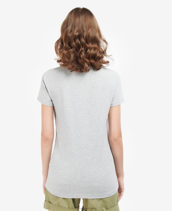 Women Light Grey Marl Barbour Southport T-Shirt 40VB1734