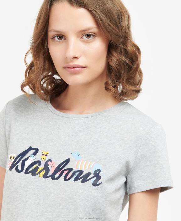 Women Light Grey Marl Barbour Southport T-Shirt 40VB1734