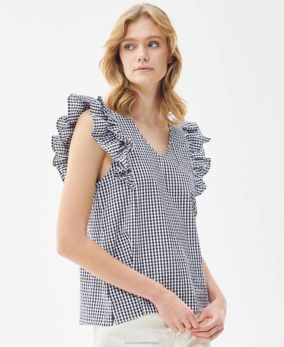Women Navy Check Barbour Thistle Top 40VB1628