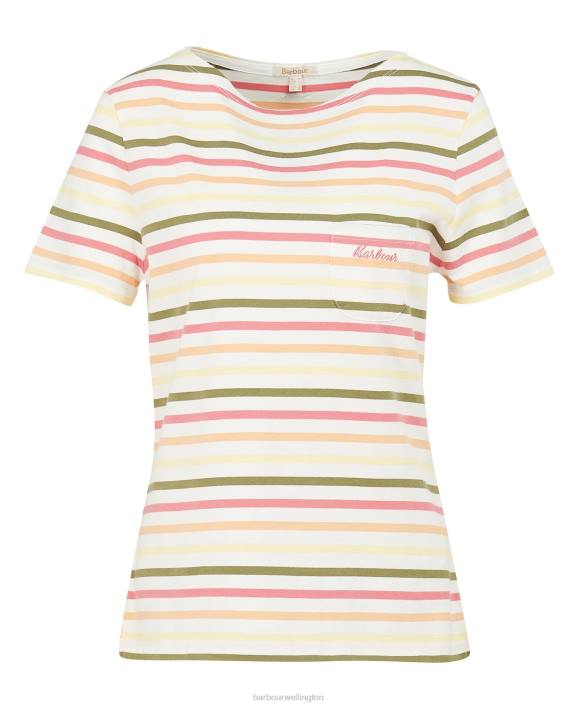 Women Navy Multistripe Barbour Short-Sleeved Bradley Top 40VB1755