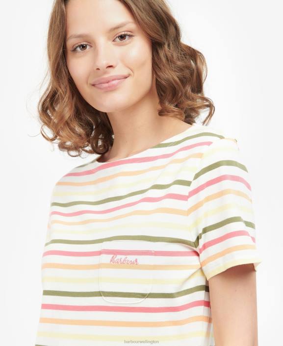 Women Navy Multistripe Barbour Short-Sleeved Bradley Top 40VB1755