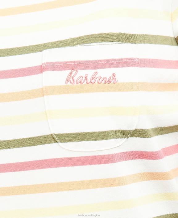 Women Navy Multistripe Barbour Short-Sleeved Bradley Top 40VB1755