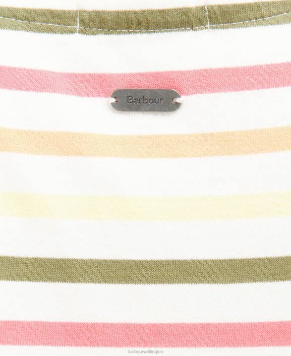 Women Navy Multistripe Barbour Short-Sleeved Bradley Top 40VB1755