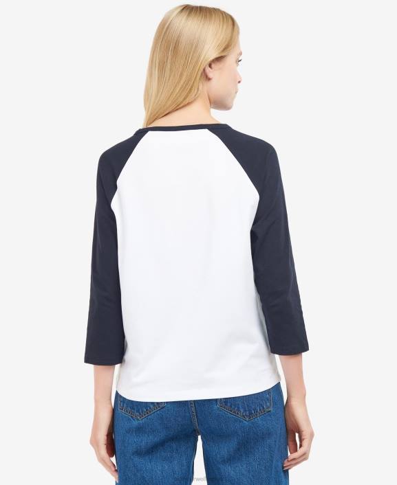 Women White/Pink Punch Barbour Northumberland T-Shirt 40VB1663