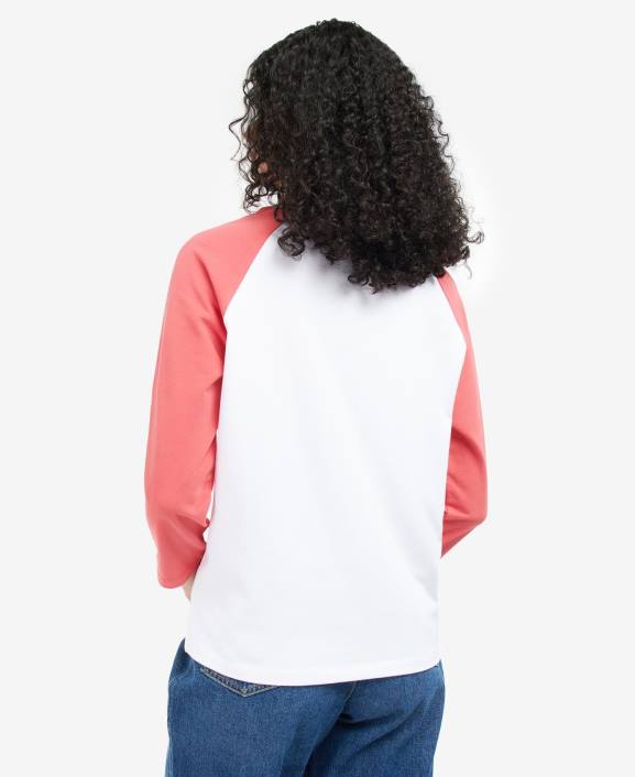 Women White/Pink Punch Barbour Northumberland T-Shirt 40VB1733