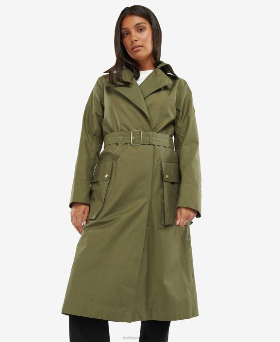Women Black/Northumberland Check Barbour Powerbuilt Waterproof Trench Coat 40VB1534