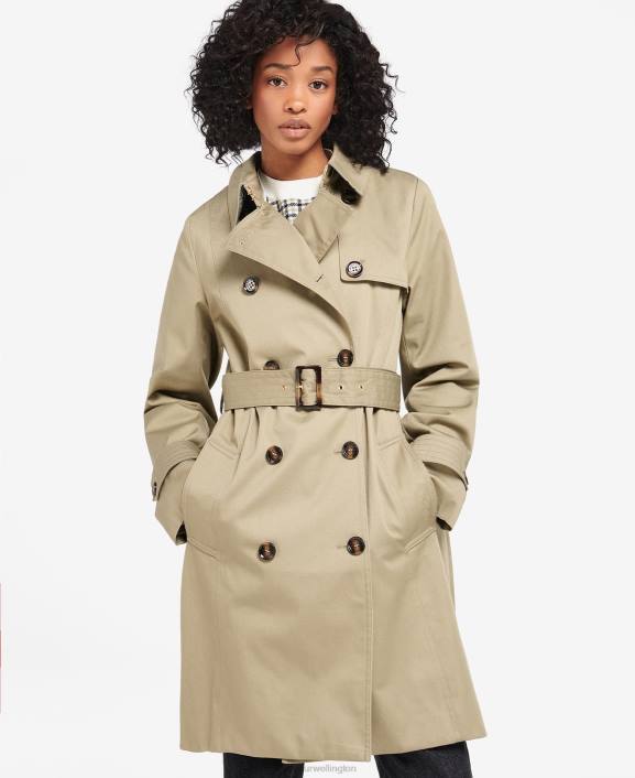 Women Dark Navy/Ancient Poplar Barbour Short Greta Showerproof Trench Coat 40VB1526